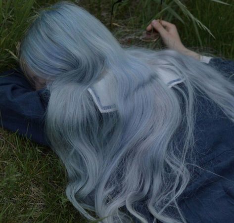 Blue Hair Aesthetic, Inheritance Games, Hair Aesthetic, Blue Hair, We Heart It, Girl Fashion, Pastel, Lost, Grey