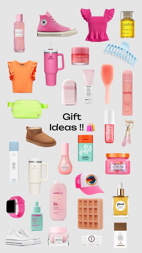 Gift ideas! #preppy #beauty #outfitinspo #inspo #preppyfit #preppyproducts #makeup #skincare #shoes #giftideas #wishlist #summer #birthday Gift Ideas Preppy, Wishlist Summer, Preppy Christmas List, Preppy Christmas Gifts, Xmas List Ideas, Preppy Birthday Gifts, Girly Christmas Gifts, Cute Christmas Ideas, Teenager Birthday