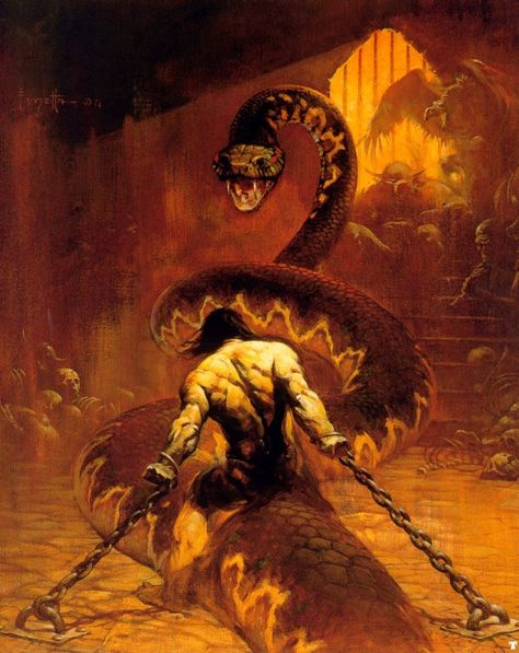 Chained  Frank Frazetta Frank Frazetta Conan, Conan O Barbaro, Frazetta Art, Robert E Howard, Art Geek, Arte Ninja, Heroic Fantasy, Frank Frazetta, Conan The Barbarian