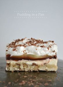 Pudding in a Pan - A Pretty Life In The Suburbs Easy Pudding, Shortbread Cookie Crust, Pretty Life, Kinds Of Desserts, Cookie Crust, The Suburbs, Vanilla Pudding, Chocolate Pudding, Yummy Sweets