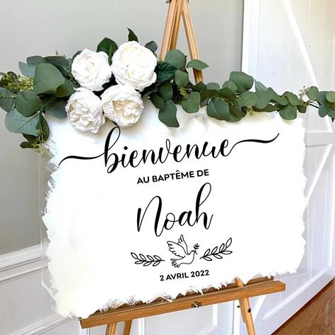 Custom Name French Baptême Party Wall Sticker Birthday Baptism Welcome Board Sign Wall Decal Home Decor Welcome Boards, Wall Signs, Wall Stickers, Wall Decals, Birthday, Wall, Home Decor