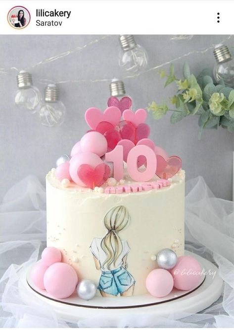 10th Birthday Cakes For Girls, 3d Birthday Cake, Buttercream Birthday Cake, Cake Lettering, 10 Birthday Cake, Birthday Snacks, Creative Wedding Cakes, Rainbow Birthday Cake, Cake Logo Design