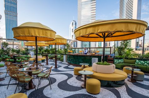 Amazonico Dubai, Terrace Gardening, Rooftop Restaurant Design, Roof Terrace Design, Terrace Ideas, Outdoor Restaurant Design, Terrace Restaurant, Rooftop Design, Cafe Terrace