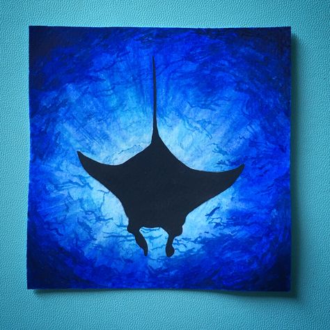 #rays #mantas #painting #watercolor #artwork Manta Ray Watercolor Paintings, Ocean Animal Paintings Easy, Manta Ray Painting Acrylic, Whale Painting Acrylic, Manta Ray Painting, Stingray Painting, Gouache Techniques, Manta Ray Art, Beginner Painting On Canvas