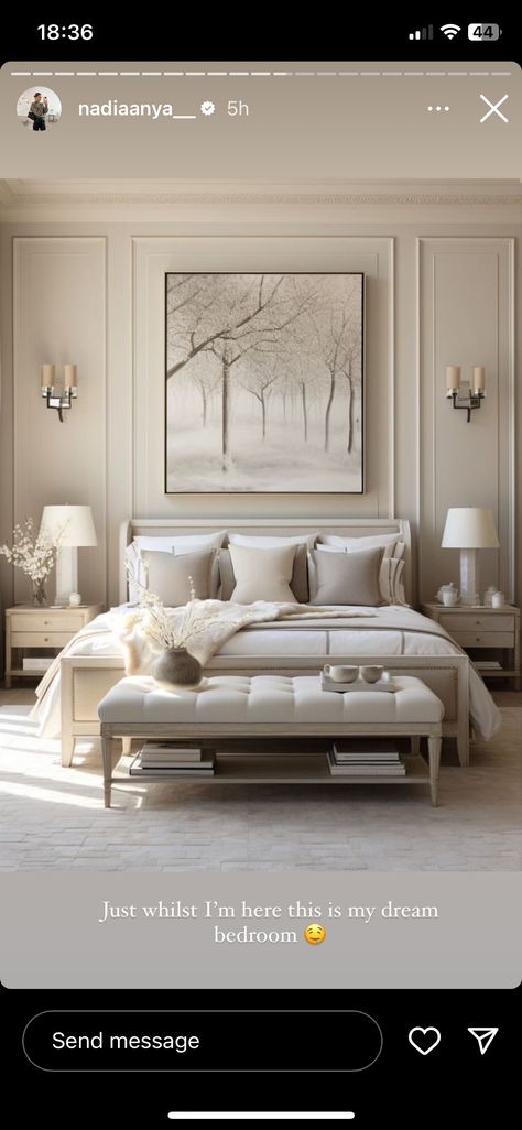 Classic Panelling Bedroom, Panelled Wall Bedroom, Bedroom Wall Papering Ideas, Panelled Walls Bedroom, Modern Classic Bedroom Design, Modern Classic Bedroom, Classic Bedroom Design, House Portugal, Classic Bed