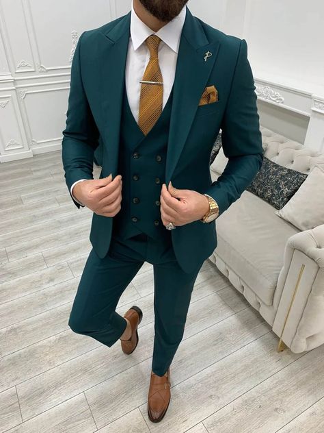 Mens Suits Green, Slim Fit Groom Suit, Green Suit Men, Stylish Mens Suits, Classy Suits, Pants Gift, Dress Suits For Men, Designer Suits For Men, Men Stylish Dress