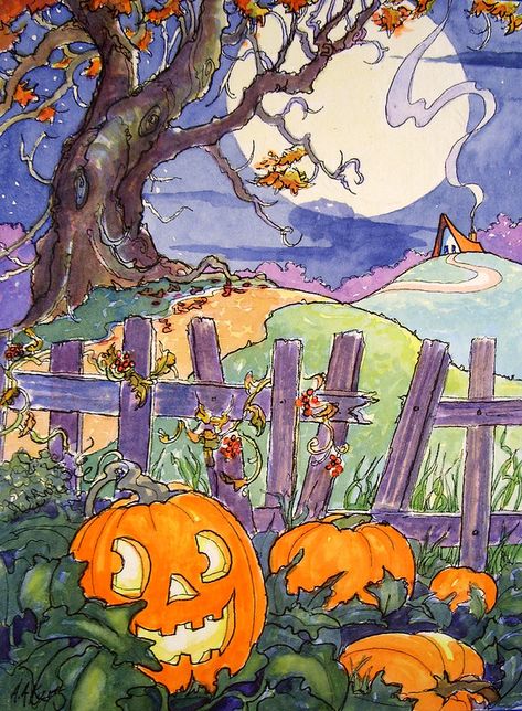 Vintage Halloween Art, Halloween Pumpkins Painted, Storybook Cottage, Black And White Art Drawing, Halloween Wallpaper Iphone, Halloween Illustration, Halloween Painting, Halloween Images, Amazing Drawings