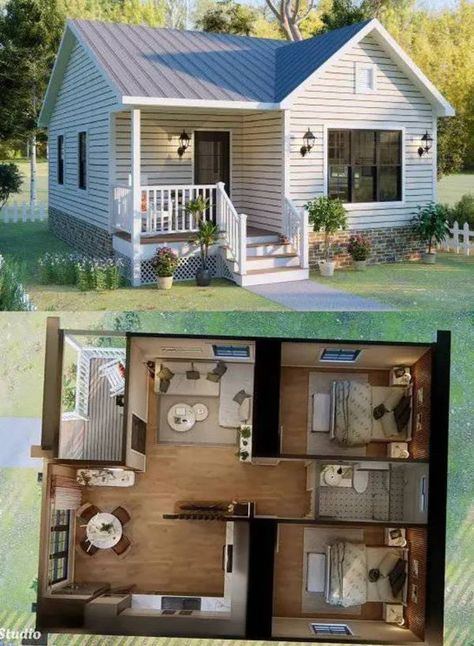 American House Design Ideas | 🏡❤️ New Tiny House 🏡❤️  | Facebook American House Design, Small House Blueprints, Small Cottage House Plans, Affordable Homes, Small Cottage Homes, Small House Layout, Modern Small House Design, House Design Ideas, A Small House