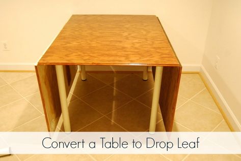 Convert Table to Drop Leaf - Tutorial Drop Leaf Table Plans, Drop Leaf Island, Drop Leaf Tables, Leaf Tables, Gateleg Table, Townhouse Ideas, Craft Storage Cabinets, Metal Base Dining Table, Wooden Toy Boxes