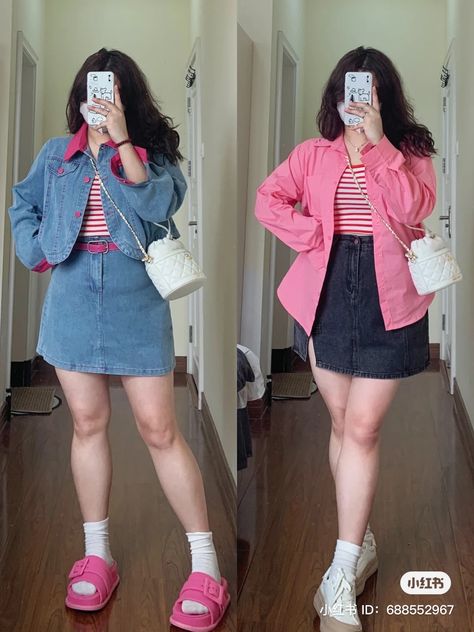 Plus Size Korean Fashion Women's Casual, Kpop Plus Size Outfits, Kawaii Outfit Plus Size, Barbie Plus Size Outfits, Korean Outfits Plus Size, Plus Size Kpop Concert Outfit, Mid Size Spring Outfits 2024, Chubby Fashion Outfits Casual, Plus Size Pastel Outfits