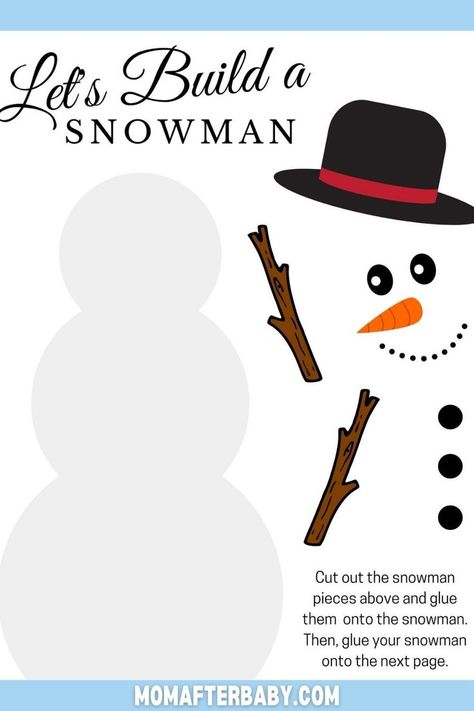 Dress The Snowman Printable, Frosty The Snowmen Craft, Snowman Craft For Toddlers, Snowman Arms Template, Snowman Template Free Printable Crafts, Printable Build A Snowman, Snowman Accessories Printable, Build Your Own Snowman Printable, Do You Want To Build A Snowman