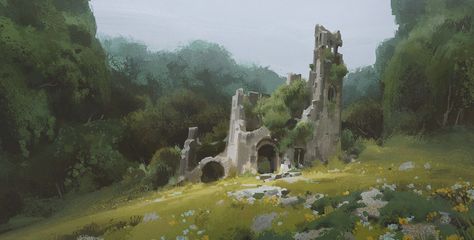 ArtStation - Last Age Grady Frederick, Castle Painting, Environment Painting, Landscape Concept, Unique Art Prints, Fantasy Castle, Concept Artist, Fantasy Setting, Landscape Drawings