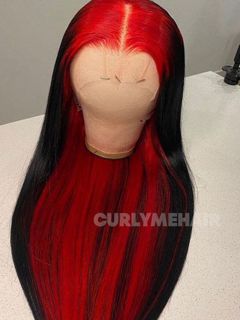 Hair Name: Lace Front Wigs Hair Style: Straight Human Hair Hair Length: 18-28 inches Wig Weight: 200-320g/Wig (Depending on Lengths and Density) Color: Red and Natural Black Density: 180% Density Lace Size: 13x4 Lace Front Wigs Cap Size: Medium, about 22.5 inches Quality: 100% Virgin Human Hair Wigs Shipment: DHL, FedEx, or UPS 10-15 Business Days Red Wig With Black Roots, Christmas Wigs Black Women, Black Hairstyles Wigs, Black And Red Wigs For Black Women, Red And Black Lace Front Wig, Bright Red Ombre Hair, Red Wigs For Black Women, Red And Black Wig, Red Hair Bright