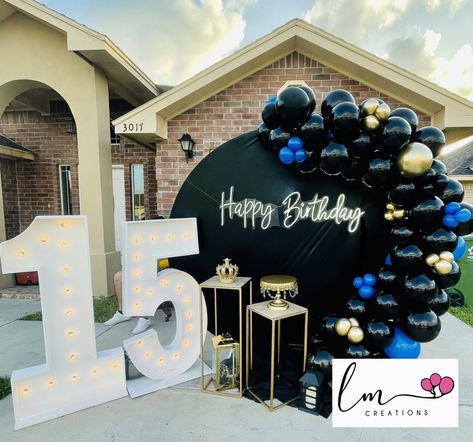 Boys Quinceanera Ideas, Boy Quinceanera Ideas, Boys 15 Birthday Party Ideas, Birthday Event Ideas, Birthday Balloon Decoration, Balloon Decoration Ideas, Surprise 50th Birthday Party, 15th Birthday Party Ideas, Backyard Party Decorations