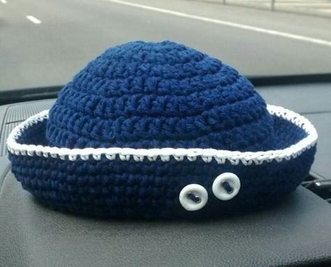 Crochet baby sailor hat Crochet Propeller Hat, Marine Crochet, Sailor Hat Pattern, Crochet Sailor Hat, Sailors Hat, My Own, Sailor Hat, Crochet Baby, Weaving