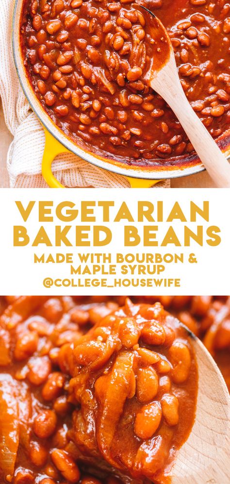 This Vegetarian Baked Beans recipe is tangy, spicy, smoky and sweet (without molasses!) to really bring out the natural, earthy flavor of canned beans. It's an easy, homemade side dish prepared in the oven or slow cooker best served alongside grilled veggies, coleslaw, pasta salad or your favorite BBQ spread. #vegetarianbakedbeans #vegan #summe Vegetarian Baked Beans Recipe, Coleslaw Pasta Salad, Coleslaw Pasta, Bbq Spread, Vegetarian Baked Beans, Gluten Free Vegetables, Slow Cooker Baked Beans, Baked Beans Recipe, Slow Cooker Baking