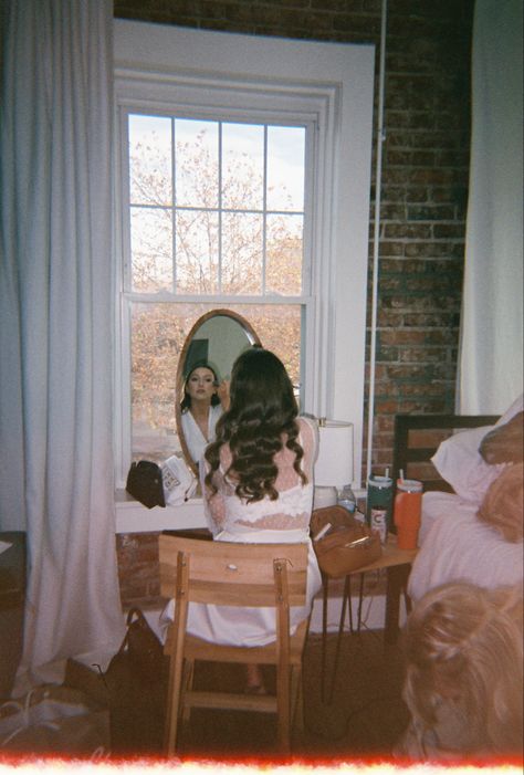 Documentary Style Film Getting ready photo Vintage Getting Ready Aesthetic, Getting Ready Prom Photos, Getting Ready In The Mirror, November Elopement, Still Life Film, Getting Ready Photography, Sustained Investigation, Dance Film, Elopement Shoot