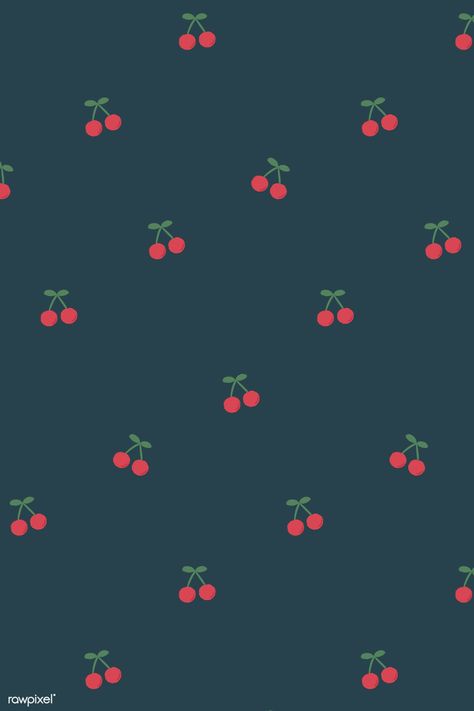 Red hand drawn cherry seamless pattern on blue social template vector | premium image by rawpixel.com / marinemynt Dark Blue Paint, Note Doodles, Social Templates, Floral Doodle, Positive Art, Soft Wallpaper, Vector Background Pattern, 背景 シンプル, Doodle Designs