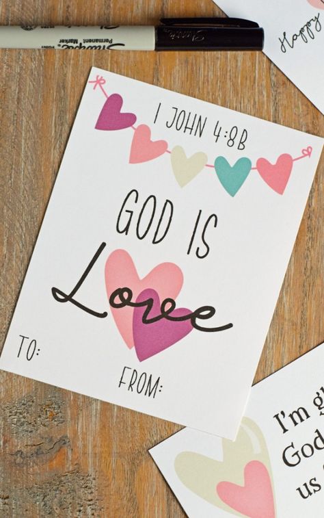 FREE Printable Inspirational Classroom Valentines for Kids Free Christian Valentine Printables, Christian Valentines Cards, Sunday School Valentines, Church Valentines, Religious Valentines, Free Printable Valentines, Valentines Kids, Mom Crafts, Sabbath School