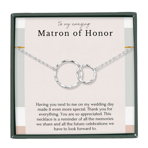 PRICES MAY VARY. GIFT FOR MATRON OF HONOR: An elegant necklace that a bride can give to thank her maid of honor for all her love and support. Let her know how much you appreciate her standing beside you on your wedding day. MEANINGFUL MESSAGE: Celebrate your matron of honor on your wedding day with a meaningful gift she will always cherish. A thoughtful gift for her to wear on your special day. QUALITY MATERIALS: All components of this necklace for women are made with precious metal, to honor th Gifts On Wedding Day, Mother Of The Bride Gifts, Groom Gifts, Mother Of The Groom Gifts, Necklace Gift Box, Touch Love, Thoughtful Gifts For Her, Daughter Jewelry, Mother In Law Gifts