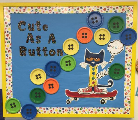 Pete the cat bulletin board Pete The Cat Bulletin Board Ideas, Pete The Cat Door Decoration, Pete The Cat Bulletin Board Preschool, Cat Bulletin Board Ideas, Pete The Cat Classroom Decor, Pete The Cat Classroom Theme Preschool, Pete The Cat Classroom Theme, Pete The Cat Bulletin Board, Cat Classroom Decor