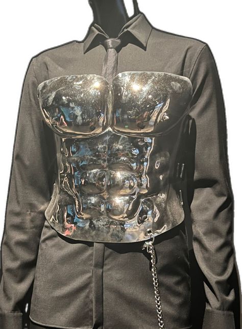 Men’s Chrome Outfits, Boylesque Aesthetic, Chrome Outfits Men, Retro Futurism Fashion Men, Metallic Outfit Men, Silver Outfit Men, Futuristic Fashion Men, Mens Futuristic Fashion, Futuristic Mens Fashion