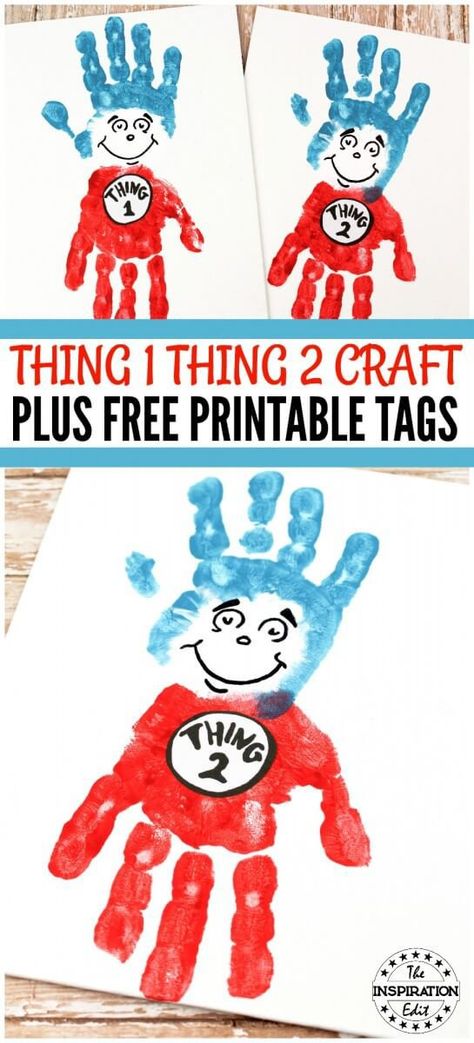 Thing 1 Thing 2 Craft Preschool, Dr Seuss Handprint Crafts, Thing One And Thing Two Printables Free, Thing One And Thing Two Craft, Thing 1 And Thing 2, Thing One And Thing Two, Dr. Seuss Crafts, Thing One Thing Two, Toddler Teacher