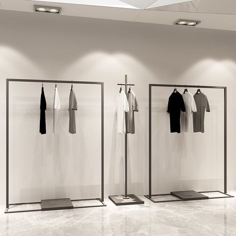 Boutique Store Design, Ruangan Studio, Cheap Clothing Stores, Clothing Rack Display, Clothing Store Displays, Clothing Display, Metal Board, Metal Net, Clothing Store Interior