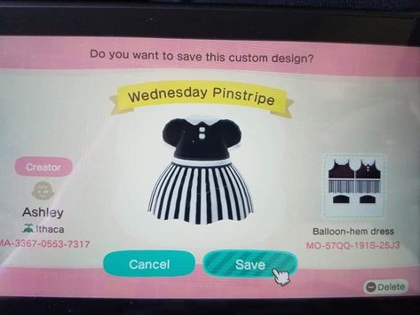 Animal Crossing Balloon, Balloon Hem Dress, Clothes Codes, Black And White Dress, Animal Crossing Qr, Black N White Dress, Qr Codes, Hem Dress, Animal Crossing