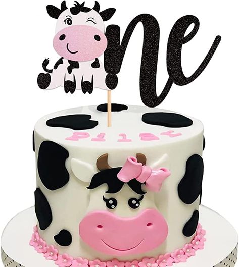 Holy Cow I’m One Smash Cake Girl, Holy Cow Im One Birthday Girl Cake, Cow First Birthday Cake, Cow Smash Cake Girl, Cow Theme Cake, Cow Cake Ideas, Farm Animals First Birthday, Cow Themed Cake, Cake Cow