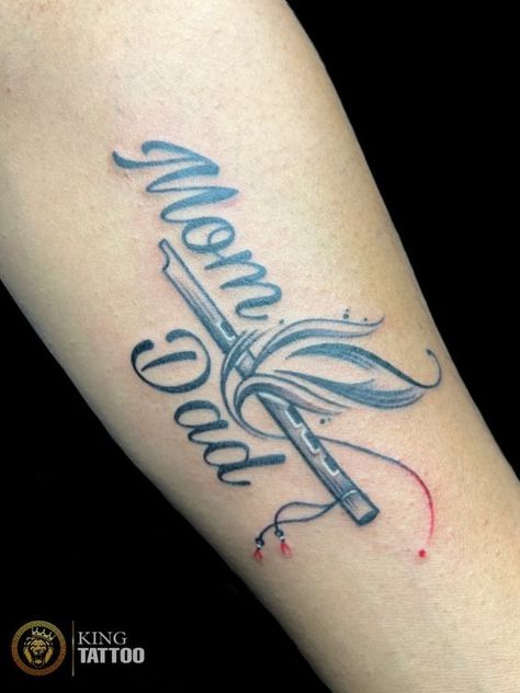 Mom and Dad Tattoo Designs. Dad Mom Tattoo Design, Flute Tattoo Design, Tattoo Mom Dad, Mom Dad Tattoo Design, Marathi Font, Mom And Dad Tattoo, Flute Tattoo, Mom Dad Tattoo, Maa Paa