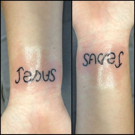 Jesus Saves Tattoo, Ambigram Tattoos, Ambigram Tattoo, Tatuagem Masculina Pequena, Saved Tattoo, Tattoo Pictures, Jesus Tattoo, 4 Tattoo, Psalm 121