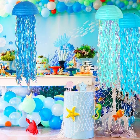 Ocean Wedding Theme, Purple Lantern, Underwater Party, Ocean Birthday Party, Diy Events, Ocean Birthday, Ocean Party, Sea Birthday Party, Mermaid Theme Party