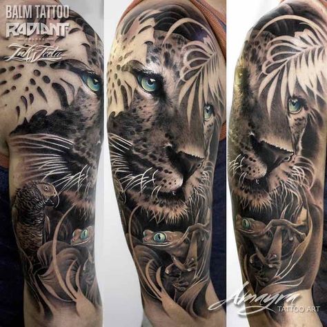 Nefertiti Tattoo, Leopard Print Tattoos, Chameleon Tattoo, Jungle Tattoo, Jaguar Tattoo, Tattoo Samples, Prince Tattoos, Animal Sleeve Tattoo, Leopard Tattoos