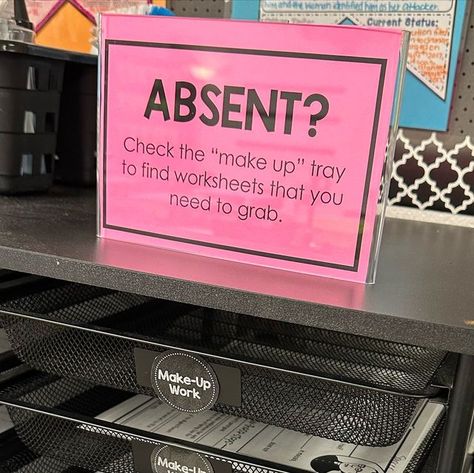 Dana Niblett on Instagram: "Over the years, I have implemented several systems and procedures that have helped make my “teacher life” easier.  One of those procedures are these absent trays.   When students are absent, I write their names in any worksheets that I handed out that day and put them in these absent drawer (organized by class period).   Students know that the procedures for getting make up work after an absence are as follows: ✅ Check Google Classroom  ✅ Check the absent drawer (pictured here)  This ensures consistency throughout the year and students never have to wonder what we did in class during their absence.   GAME. CHANGER. 👏   #teachertips #highschoolteacher #iteachscience #classroomorganization #newteachertips #newteacher" Absent Work, Absent Students, Teacher Organization, High School Teacher, Work Organization, Teacher Hacks, New Teachers, Fourth Grade, 5th Grades