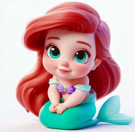 Baby Disney Characters, Disney Princess Babies, Disney Cuties, Disney Princess Artwork, Princess Photo, Disney Ariel, Baby Themes, Pinturas Disney, Cute Cartoon Pictures