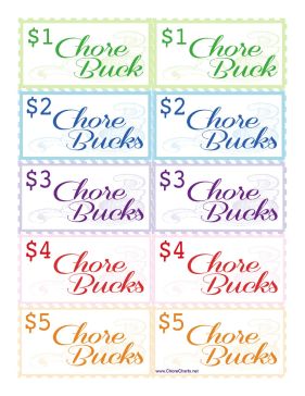 Reward children who help around the house with these colorful, printable chore bucks. Free to download and print School Organization For Teens, Teen Chore Chart, Chore Rewards, Free Printable Chore Charts, Chore Board, Kid Responsibility, Age Appropriate Chores, Kids Rewards, Chore Charts