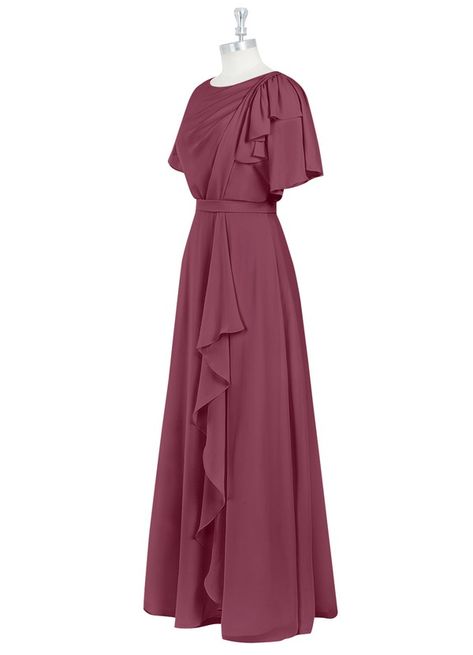 Azazie Aaliyah Modest Bridesmaid Dresses With Sleeves, Stormy Bridesmaid Dresses, Bridesmaid Dresses Azazie, Bridesmaid Dresses With Sleeves, Modest Bridesmaid Dresses, Indian Gowns Dresses, Bridesmaid Outfit, Full Length Dress, Chiffon Gown