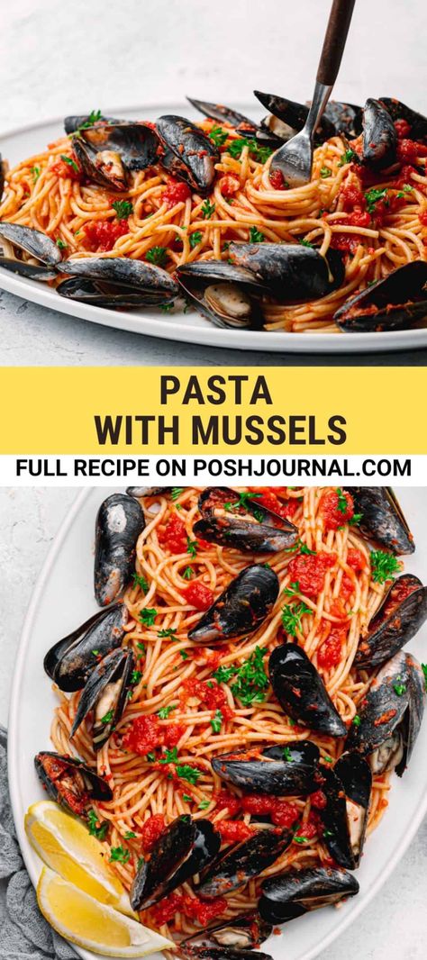 Delicious! This is a restaurant-quality pasta with mussels. Learn how to make your own mussels with pasta with simple ingredients. It's the perfect meal to make for a special weeknight dinner. This pasta dish may look fancy but it's actually so easy to put together and at a fraction of what you'd pay at a seafood restaurant. #mussels #pasta #marinarasauce #seafood #shellfish Mussels Recipe Pasta, Pasta With Mussels, Mussels Marinara, Mussels Pasta, Scallop Pasta, Make Your Own Pasta, Chicory Recipe, Night Recipes, Fantastic Recipes