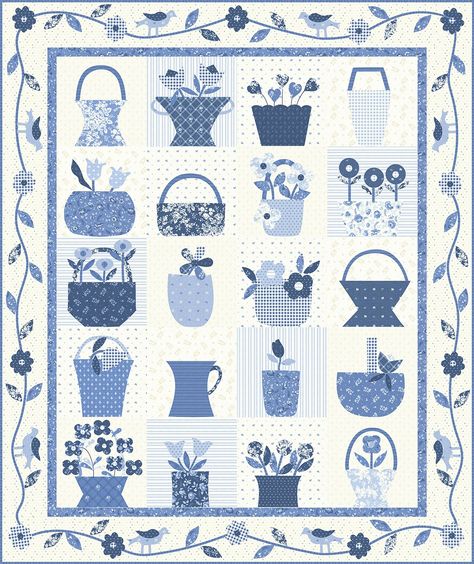 pre-cut sale, scrap bags and blueberry delight! » Bunny Tales Blueberry Delight, Spray Starch, Quilt Layers, Two Color Quilts, Blue Baskets, Applique Quilt Patterns, Basket Quilt, Mini Charm, Hand Applique