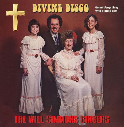 Album Cover - Divine Disco, Gospel Songs Sung with a Disco Beat by The Will Simmons Family - Parody by Dean Hostager - awkward bad fun funny humor humorous picture photo parody old vintage comedy lp record christian Church Of The Subgenius, Simmons Family, Worst Album Covers, Vinyl Vintage, Bad Album, Make It Stop, Gospel Songs, Record Covers, Music Pics