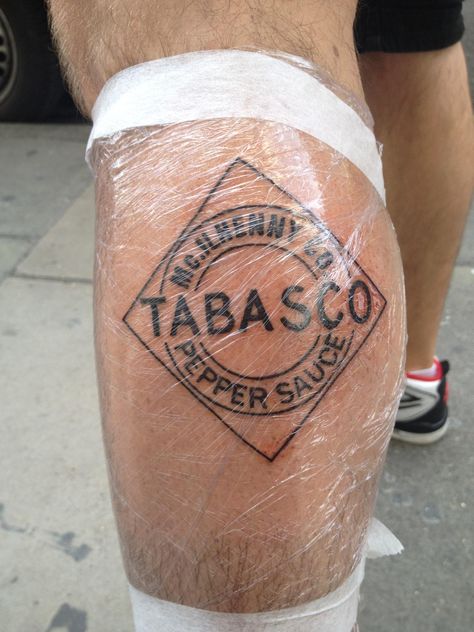 James Worsley's Tabasco Tattoo Hot Sauce Tattoo, Tabasco Peppers, Tabasco Sauce, Hot Sauce, Peppers, Jesus Fish Tattoo, Tatting, Henna, Sauce