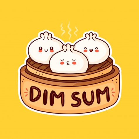 Cute happy smiling dim sum. flat cartoon... | Premium Vector #Freepik #vector #food Sushi Artwork, Griffonnages Kawaii, Monster Logo, Food Monster, Japanese Food Illustration, Food Illustration Design, Kawaii Sushi, Chibi Food, Food Doodles