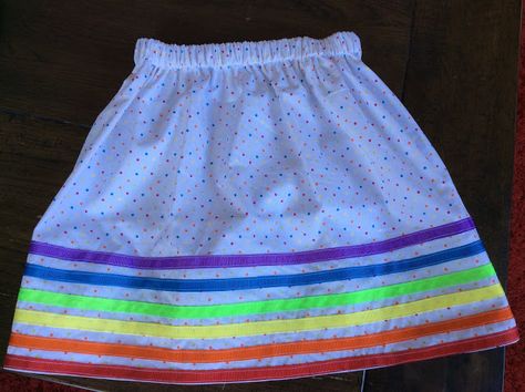 Simple Rainbow Ribbon Skirt Tutorial Handmade For Kids, Ribbon Skirt, Rainbow Skirt, Vintage Kids Clothes, Native American Patterns, White Tutu, First Drawing, Rainbow Ribbon