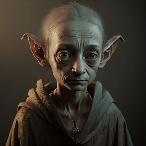 House Elves Harry Potter, Scary Portraits, Harry Potter Elf, Harry Potter Rpg, House Elves, House Elf, Elf Art, Harry Potter Artwork, Old Faces