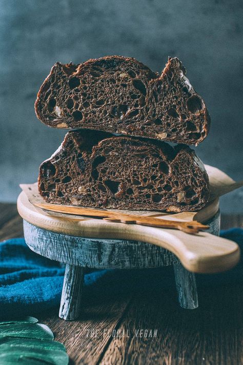 Double Chocolate Sourdough (aka Brownie Bread) - The Floral Vegan Brownie Bread, Chocolate Sourdough, Hazelnut Recipes, How To Roast Hazelnuts, Sourdough Recipes, Ferrero Rocher, Snack Cake, Vegan Condiments, Chocolate Hazelnut