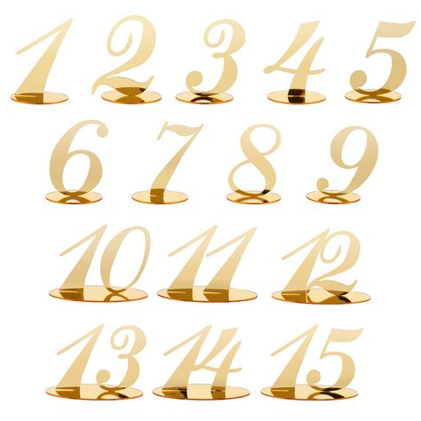 PRICES MAY VARY. Gold table numbers you will receive:15pcs table numbers 1-15,these gold table numbers signages packs,with noble gold color,look elegant,refined,gives a luxurious,beautiful impression,ideal decorations for wedding reception or all kinds of parties. Warm notice:To protect the gold table number cards,there have transparent film on both sides of number and base,kindly tear off the transparent film before using. Easy Assemble:Need to assemble the numbers after you receive the modern Framed Table Numbers Wedding, Table Number Decorations, Framed Table Numbers, Table Number Signs, Gold Table Numbers Wedding, Cards For Wedding, Gold Table Numbers, Dog Table, Nye Wedding