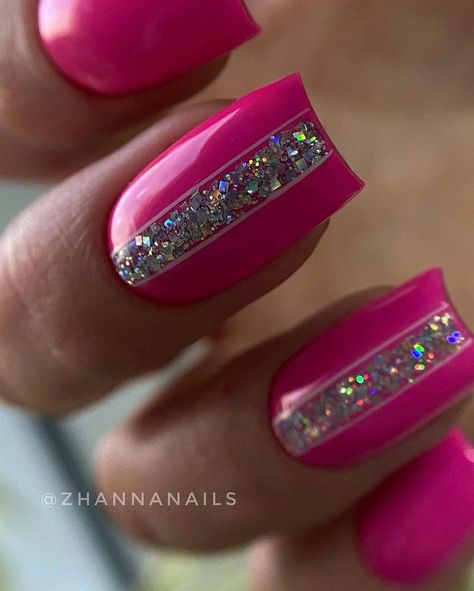 Bright Pink Nails, Bright Nail Designs, Fancy Nail Art, Cute Short Nails, Gel Nail Art Designs, Nails Art Designs, Fancy Nails Designs, Short Nails Art, Nails Colors