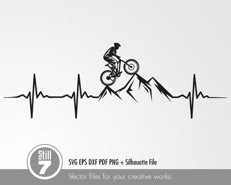 Cycling Tattoo, Mountain Bike Tattoo, Bicycle Tattoo, Mountain Bike Art, Bike Tattoos, Bike Logo, Bike Drawing, Bicycle Art, Diy Vinyl