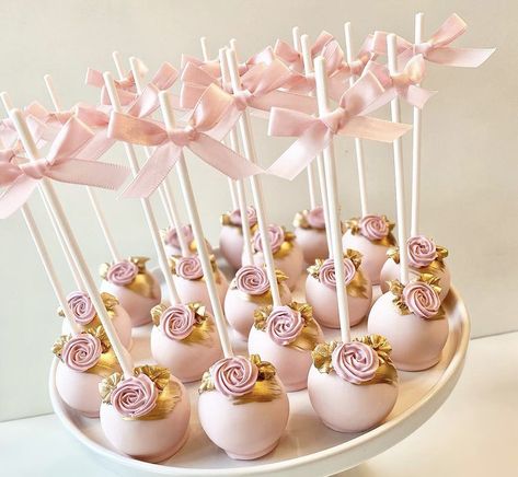 Pink Champagne Cake Pops, Pink Baby Shower Cake Pops, Pretty Cake Pops, Rose Gold Cake Pops, Boho Cake Pops, Tea Party Cake Pops, Baby Shower Cakepops, Champagne Cake Pops, Elegant Cake Pops